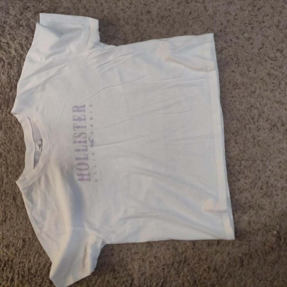 Hollister Co. Women's White and Purple T-shirt